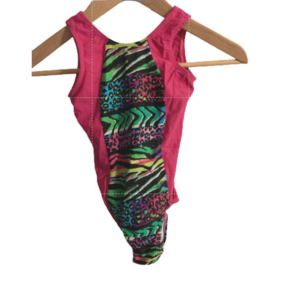 Look-it Activewear Leopard Neon Dance Suit Gymnastic Leotard Sport Pink Size M - Picture 1 of 6